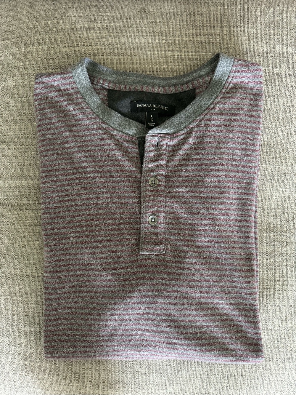 Banana Republic Men’s Short Sleeve Henley - Heathered Maroon and Gray
